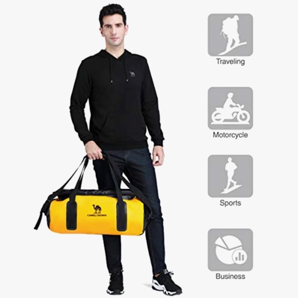 CAMEL CROWN Yellow SPORTS GYM BAG WATERPROOF DUFFEL WEEKENDER 30L WSHOULDERSTRAP - Picture 2 of 9